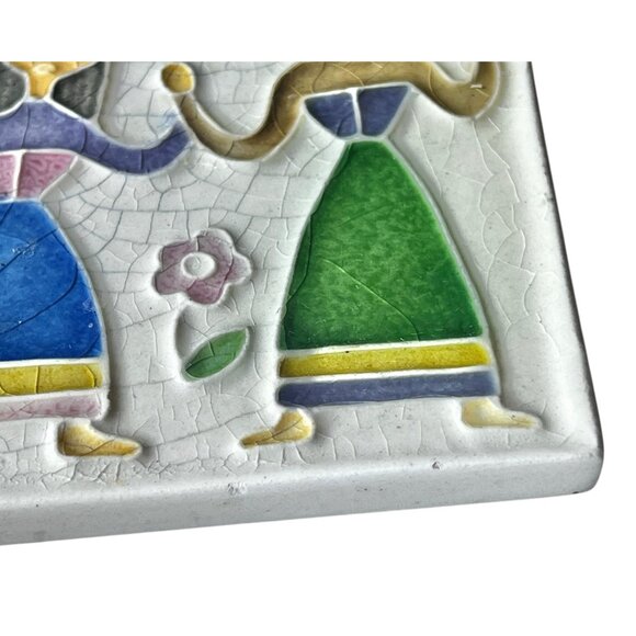 Signed Hand painted Ceramic Wall Tiles Set Of 2 By Creationi Luciano Italy - Picture 7 of 10